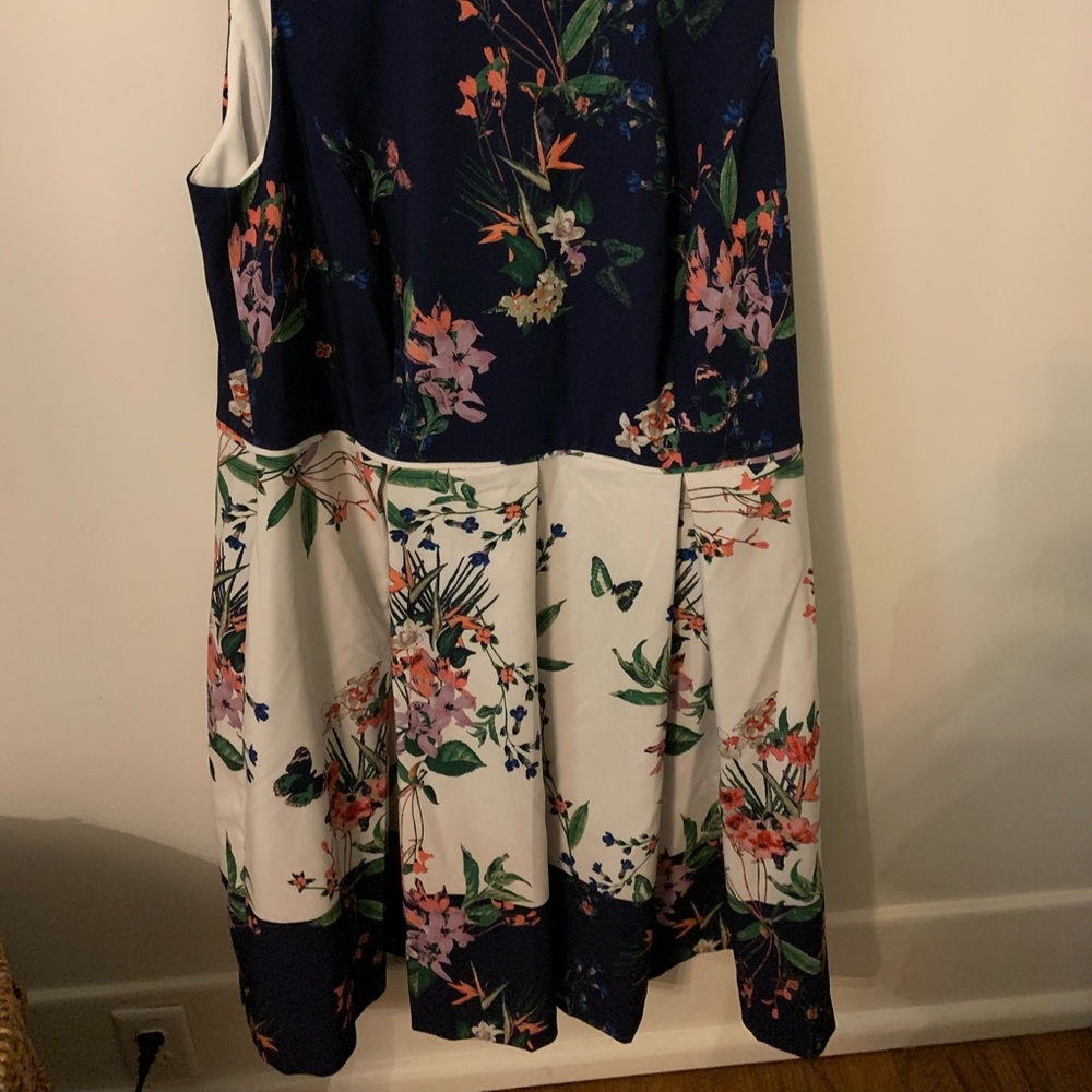 Tahari Arthur S. Levine Fit and Flare Plus Size  14w Floral Sleeveless Dress